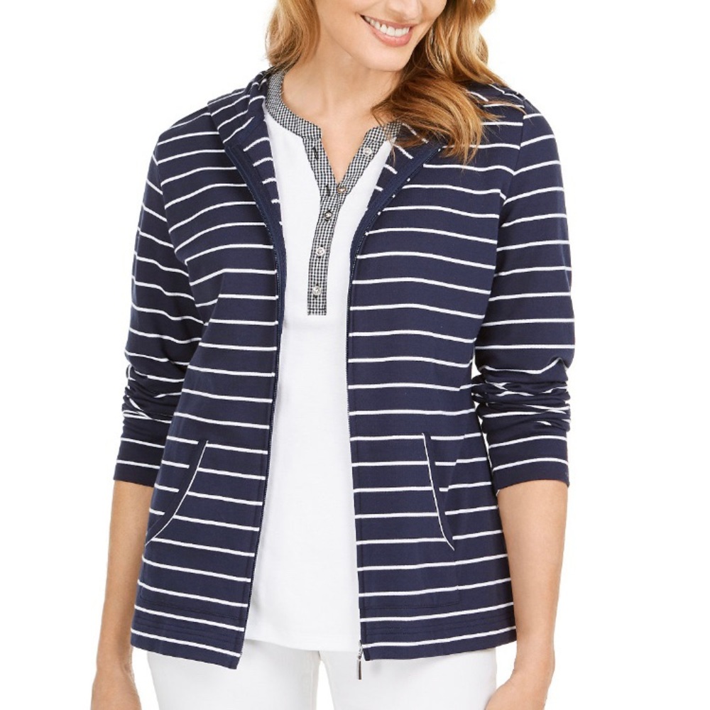 Striped Zippered Hoodie NWT